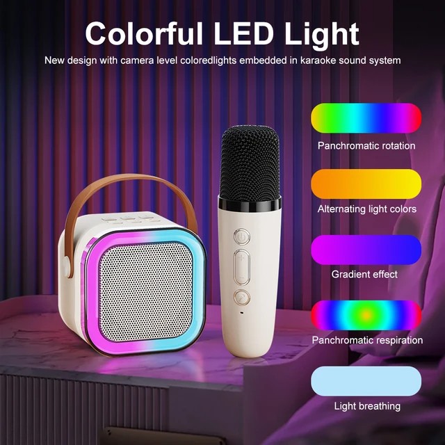 Karaoke Wireless Portátil com Luzes LED RGB