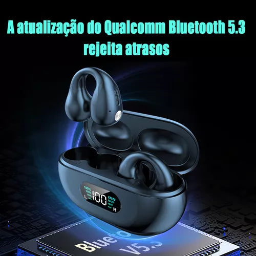 Fone de Ouvido Bluetooth Sem Fio Clipe de Orelha