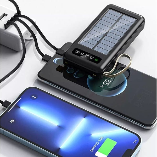 Carregador de Bateria Portátil Power Bank 10000mAh - Carregamento Solar e Elétrico